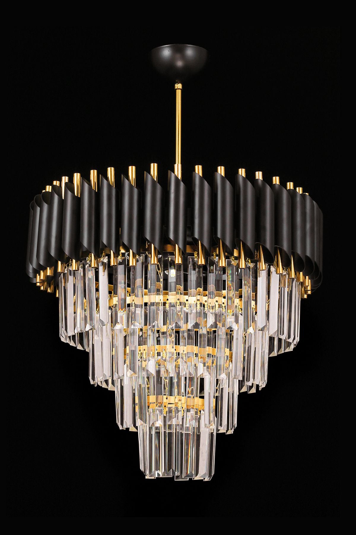 Avizemoda Palmira 45'lik Crystal Lux Chandelier - (Black-Gold) 5