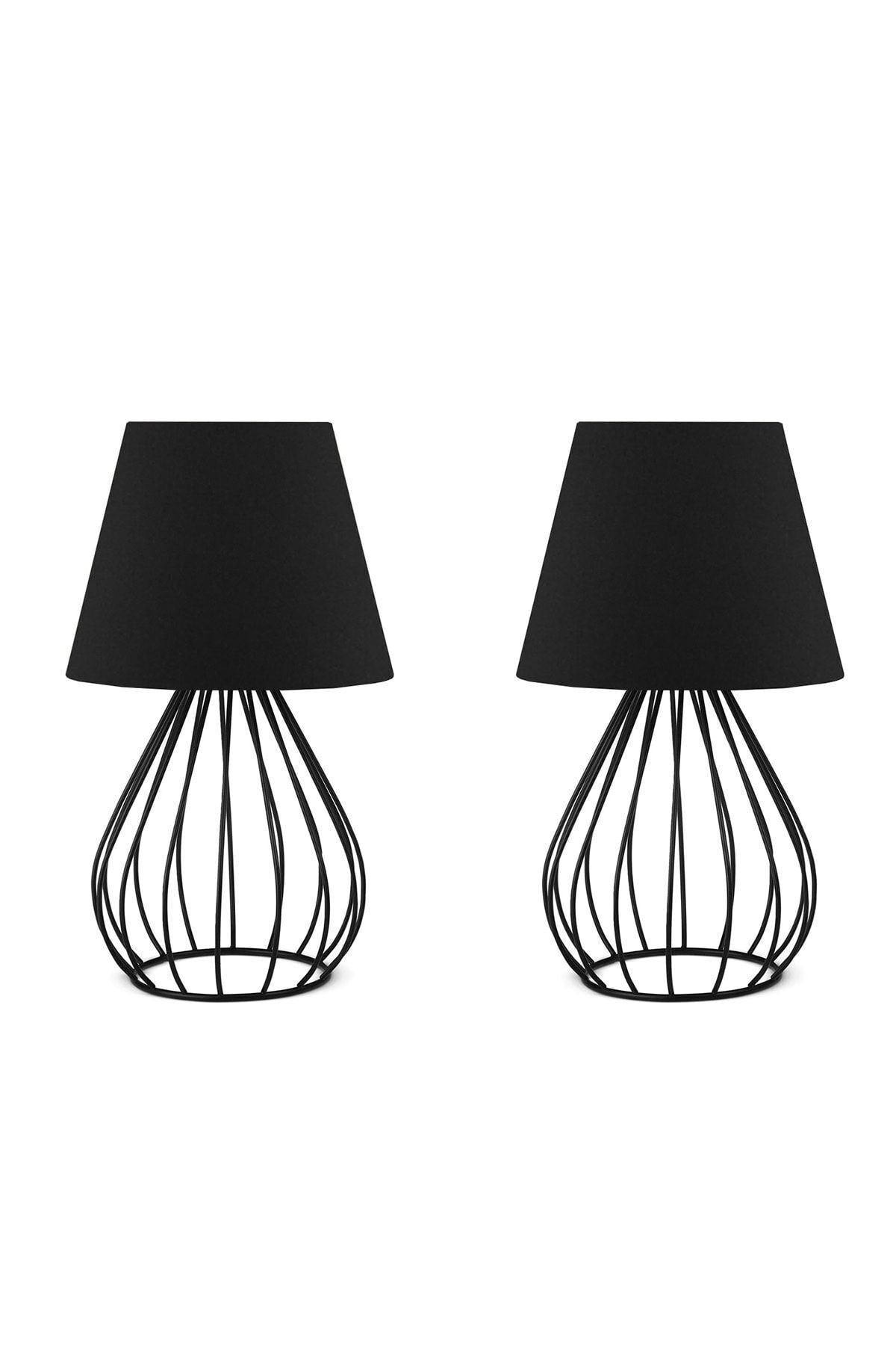 HOMING Black Fabric Metal Body Dual Lamp Set Ayd-2599 3