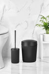 ORSA HOME 087 Black Bathroom Trash Can And Toilet Brush Set 3