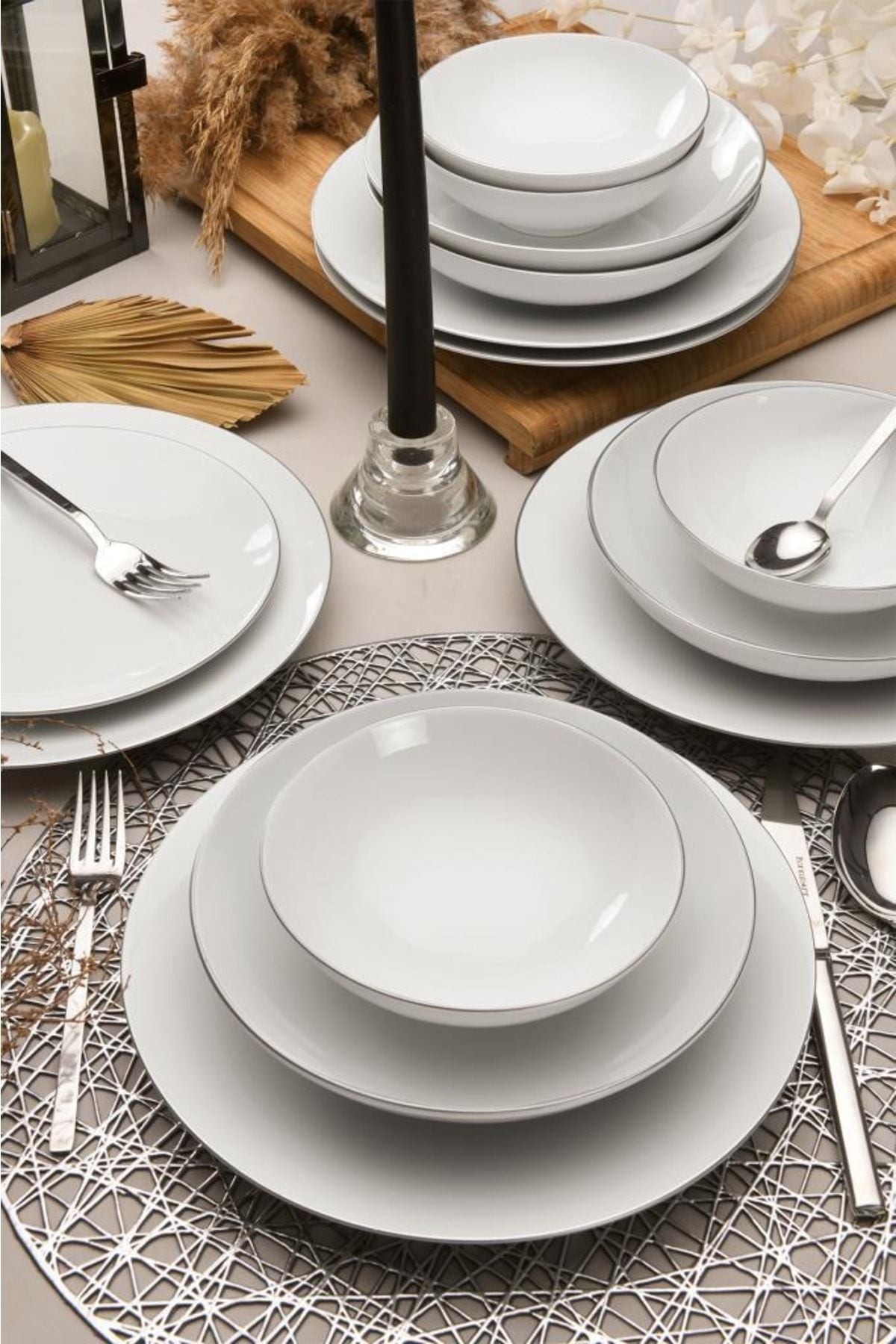 Güral Porselen Atina 24 Piece 6 Person Dinner Set Silver 1