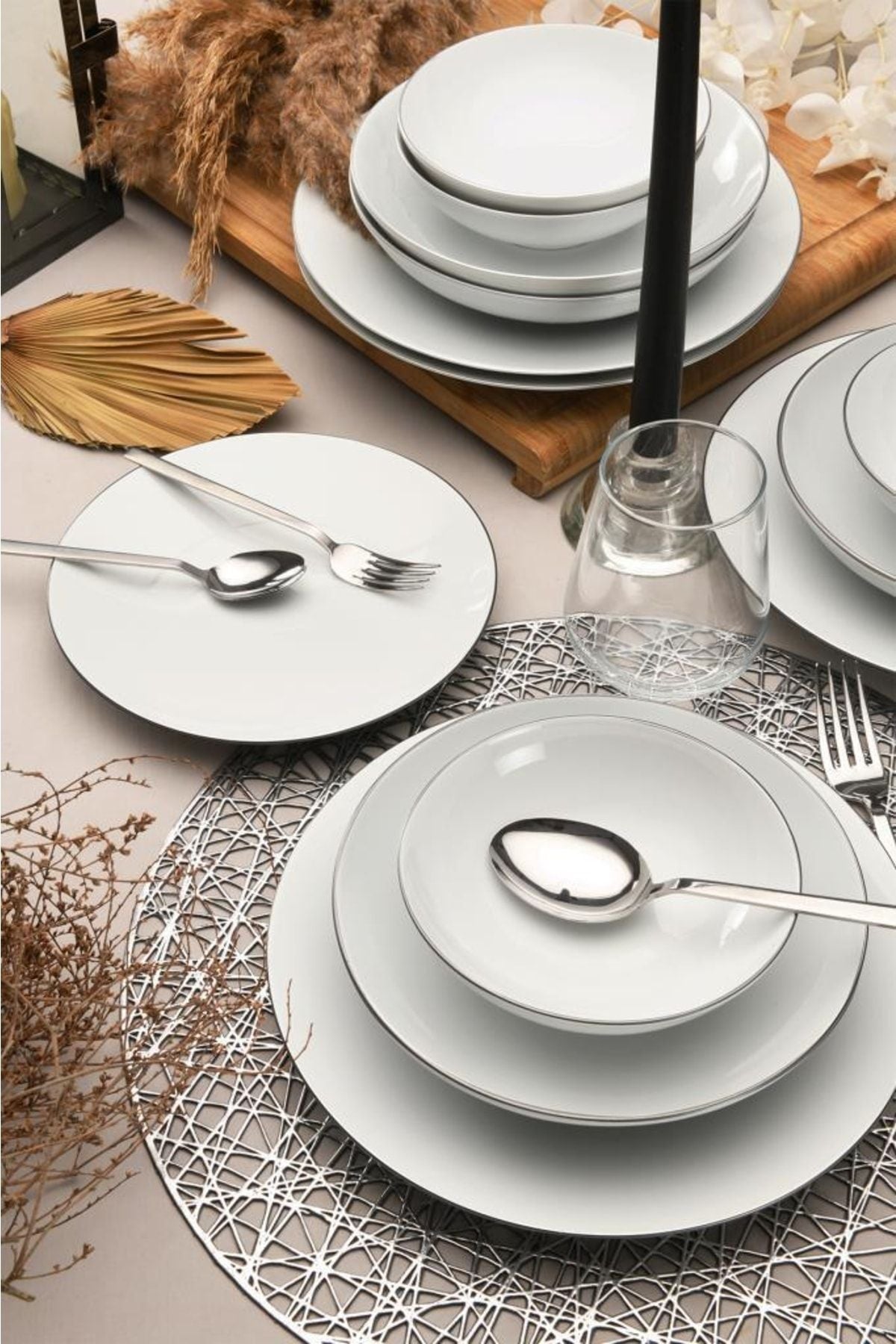 Güral Porselen Atina 24 Piece 6 Person Dinner Set Silver 2