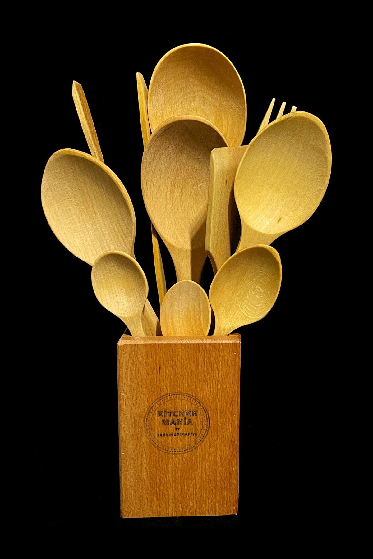 Kitchen Mania 11 Piece Beechwood Utensil Set with Wooden Stand 1