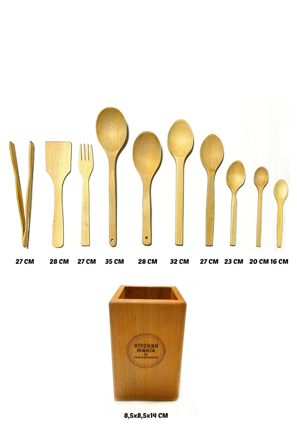 Kitchen Mania 11 Piece Beechwood Utensil Set with Wooden Stand 2