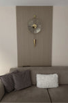 MetaQuartz Aksesuar Gold Gravity Pendulum Elegant Series 37x85, Modern Decorative Metal Glass Wall Clock 4