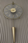 MetaQuartz Aksesuar Gold Gravity Pendulum Elegant Series 37x85, Modern Decorative Metal Glass Wall Clock 5