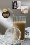 Anadolu Saray Çarşısı Heat-Resistant Borosilicate Glass Lid And Straw Origami Shaped Coffee Serving Glass - 1 Piece 1