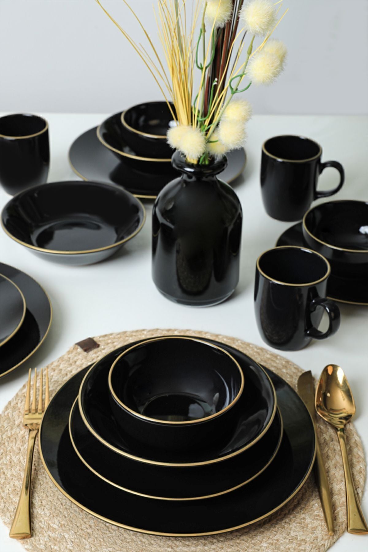 Keramika Ege Black Mesh Dinner Set 30 Pieces 6 Persons 1