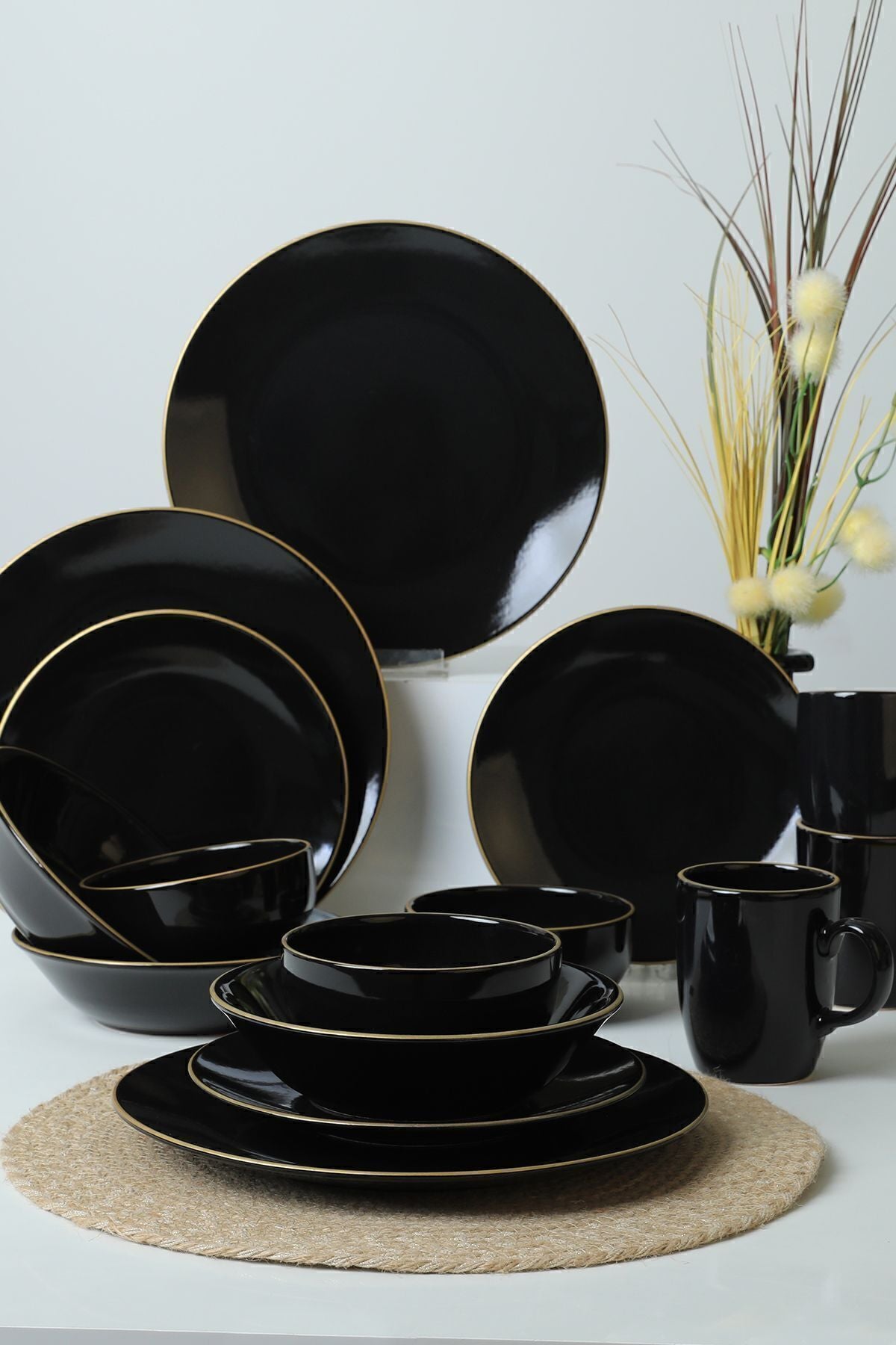 Keramika Ege Black Mesh Dinner Set 30 Pieces 6 Persons 2