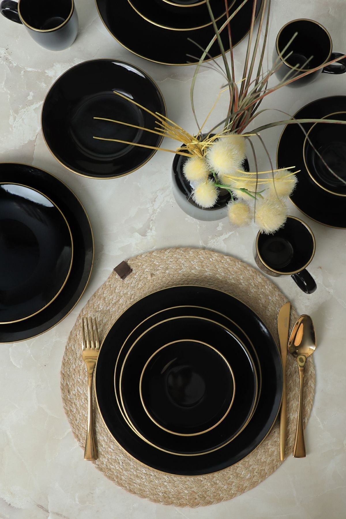 Keramika Ege Black Mesh Dinner Set 30 Pieces 6 Persons 5