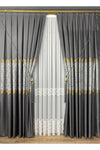 Yuka Pano Curtain Grey Single Panel Tight Pleated Jacquard Semi-Glossy Patterned 100 X 260 5