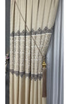 Yuka Pano Fon Curtain Cream Beige Single Panel Tight Pleated Jacquard Semi-Gloss Patterned 100 X 260 1