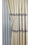 Yuka Pano Fon Curtain Cream Beige Single Panel Tight Pleated Jacquard Semi-Gloss Patterned 100 X 260 4