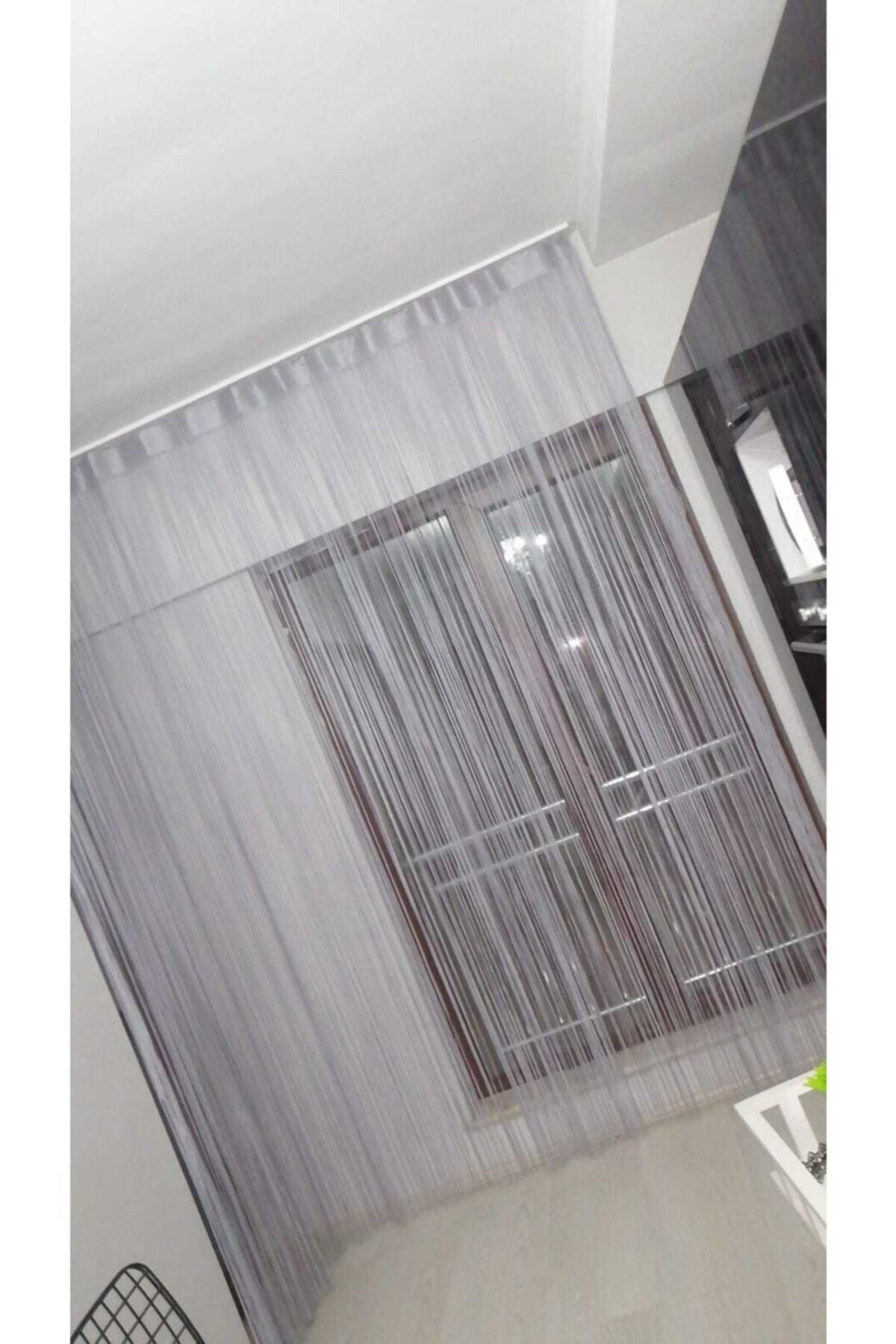 AKÇA TEKSTİL String Model Gray Color String Curtain 300X 270 cm - 2 mm 10