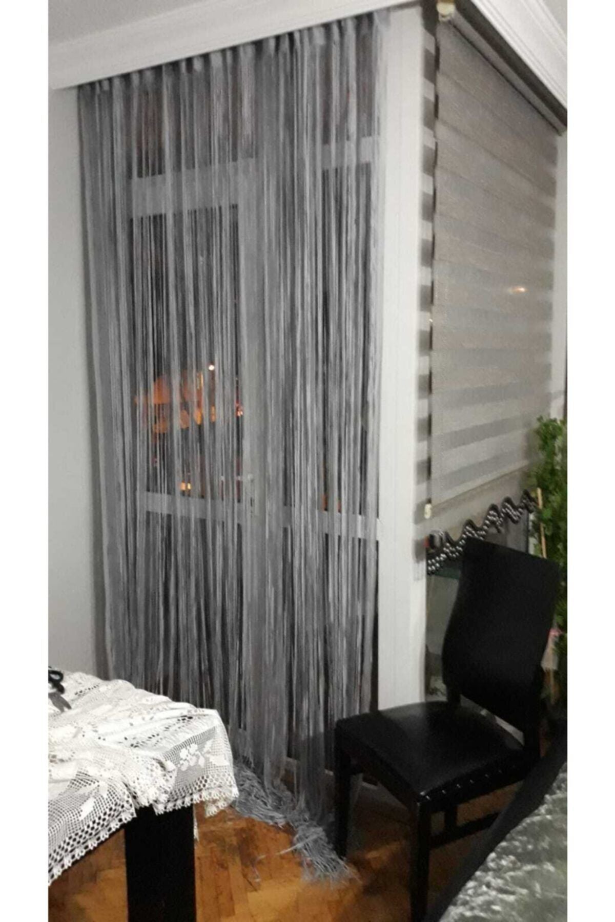 AKÇA TEKSTİL String Model Gray Color String Curtain 300X 270 cm - 2 mm 4