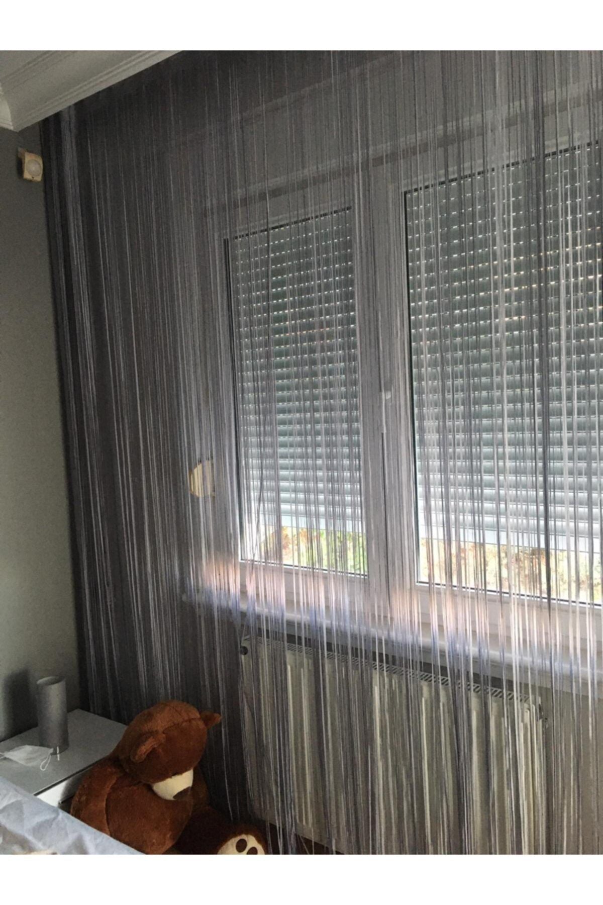 AKÇA TEKSTİL String Model Gray Color String Curtain 300X 270 cm - 2 mm 9