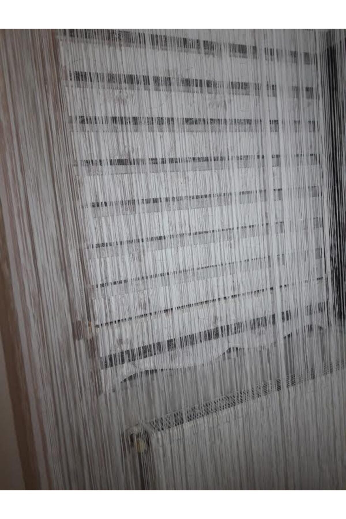 AKÇA TEKSTİL Ip Model Broken White Color String Curtain 300*270 cm 2 mm Strips Woven Buttoned String Curtain 8