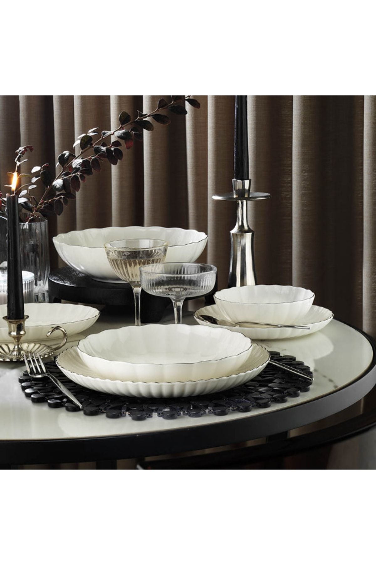 Kütahya Porselen Porcelain Bone Luz Form 52 Piece Dinner Set Platinum File BNLZF52YT220 2