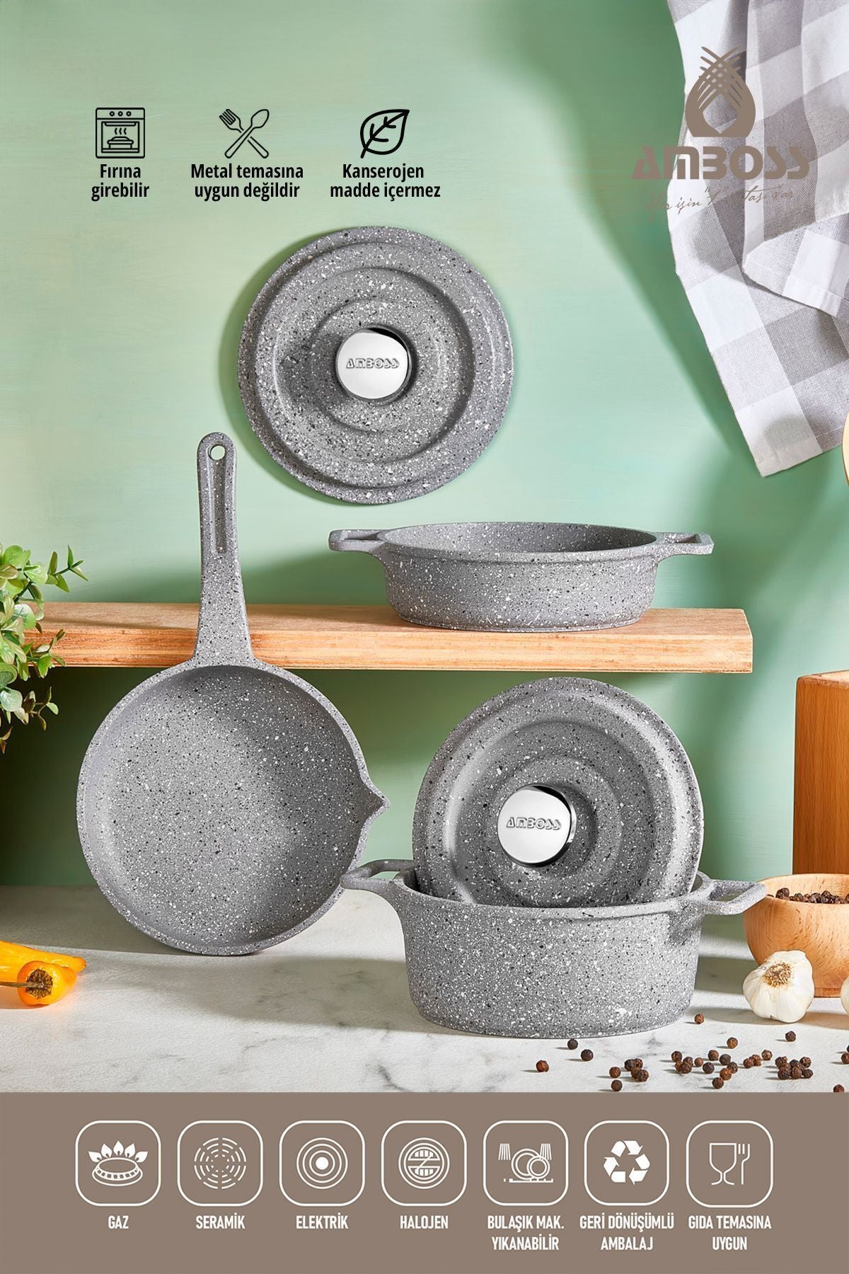 Amboss Bellus Mini 5 Piece Cast Iron Cookware Set-Grey 1