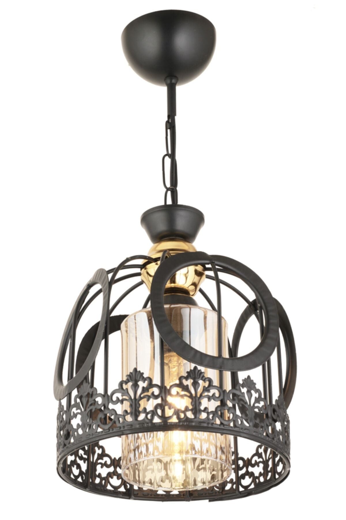 Kardelen Aydınlatma Avize Single Lace Black Modern Downward Chandelier 2