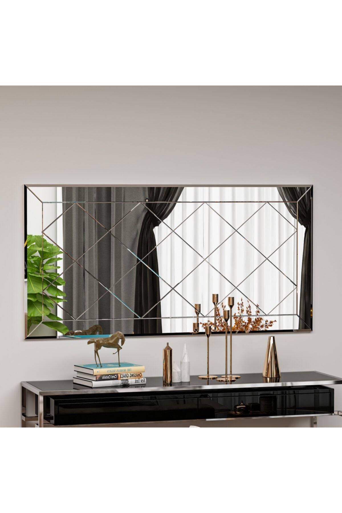 MONEayna Saga Decorative Rhombus Patterned Living Room Office Console Mirror Sga01 2