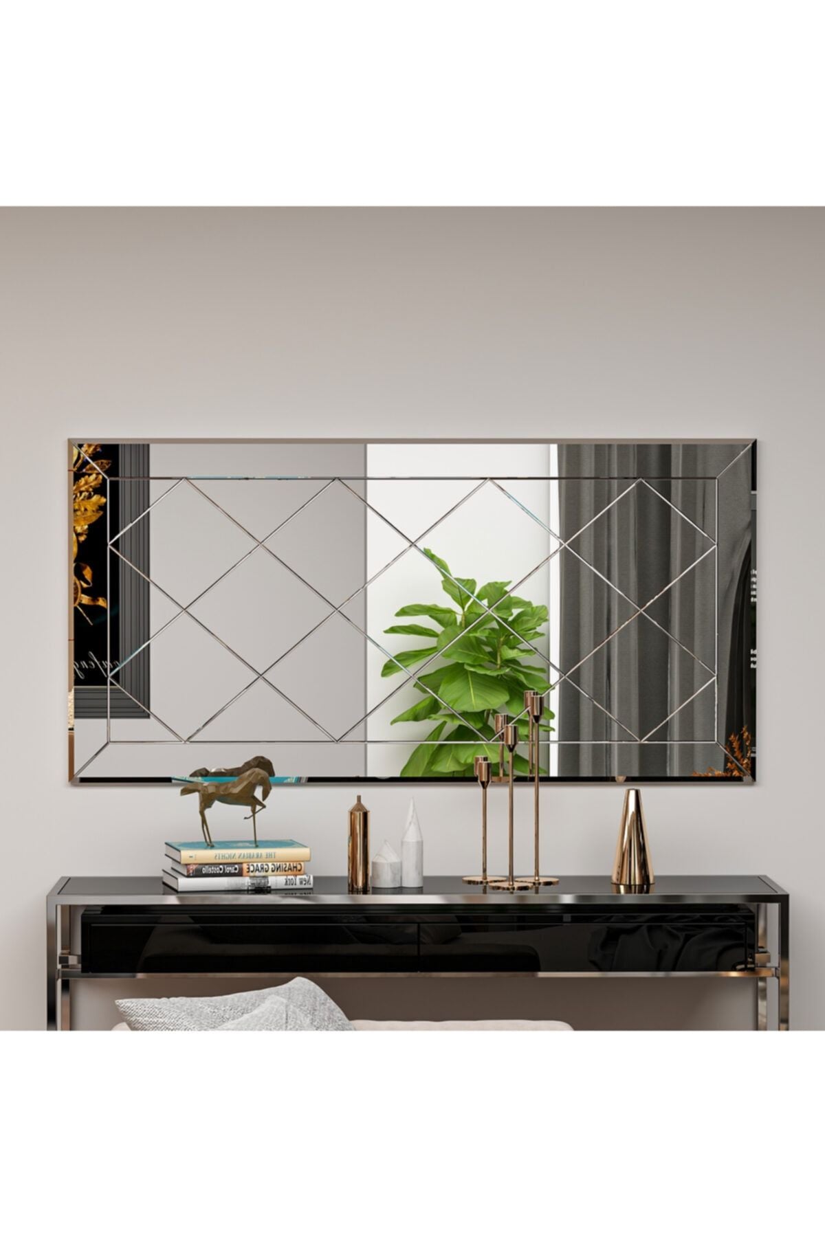 MONEayna Saga Decorative Rhombus Patterned Living Room Office Console Mirror Sga01 3