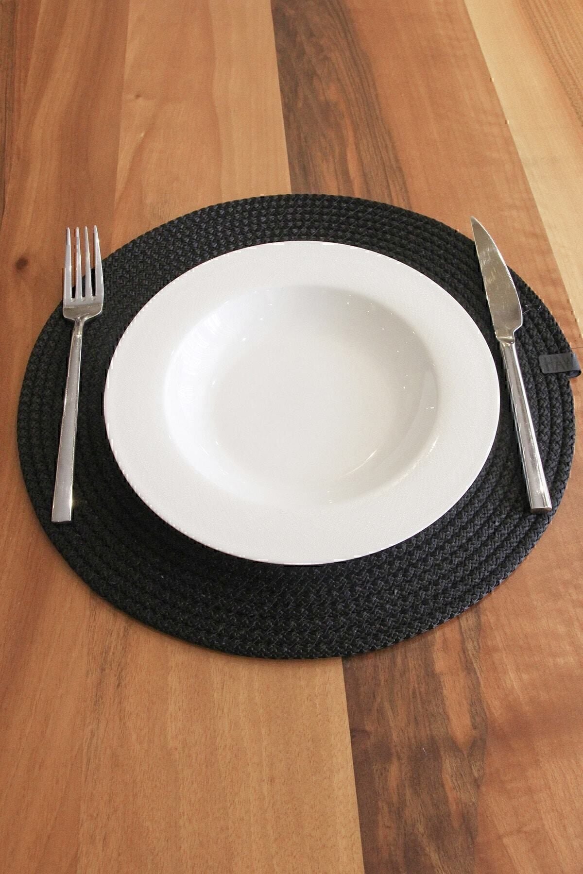 Deka Home 6 Pieces Black Placemat / Luxury Presentation Plate Mat 2