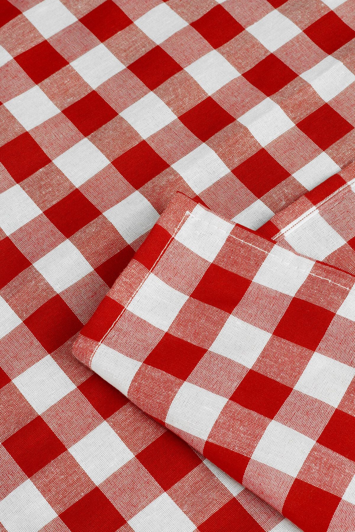 Soft Kare Red Large Checkered Tablecloth, Table Cover, Picnic Blanket 6