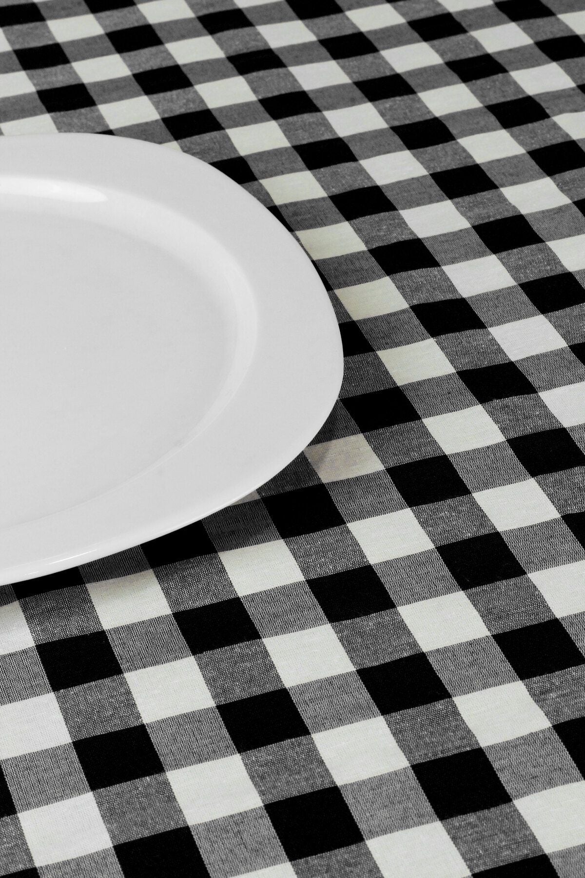 Soft Kare Black Large Checkered Tablecloth, Picnic Cloth 4