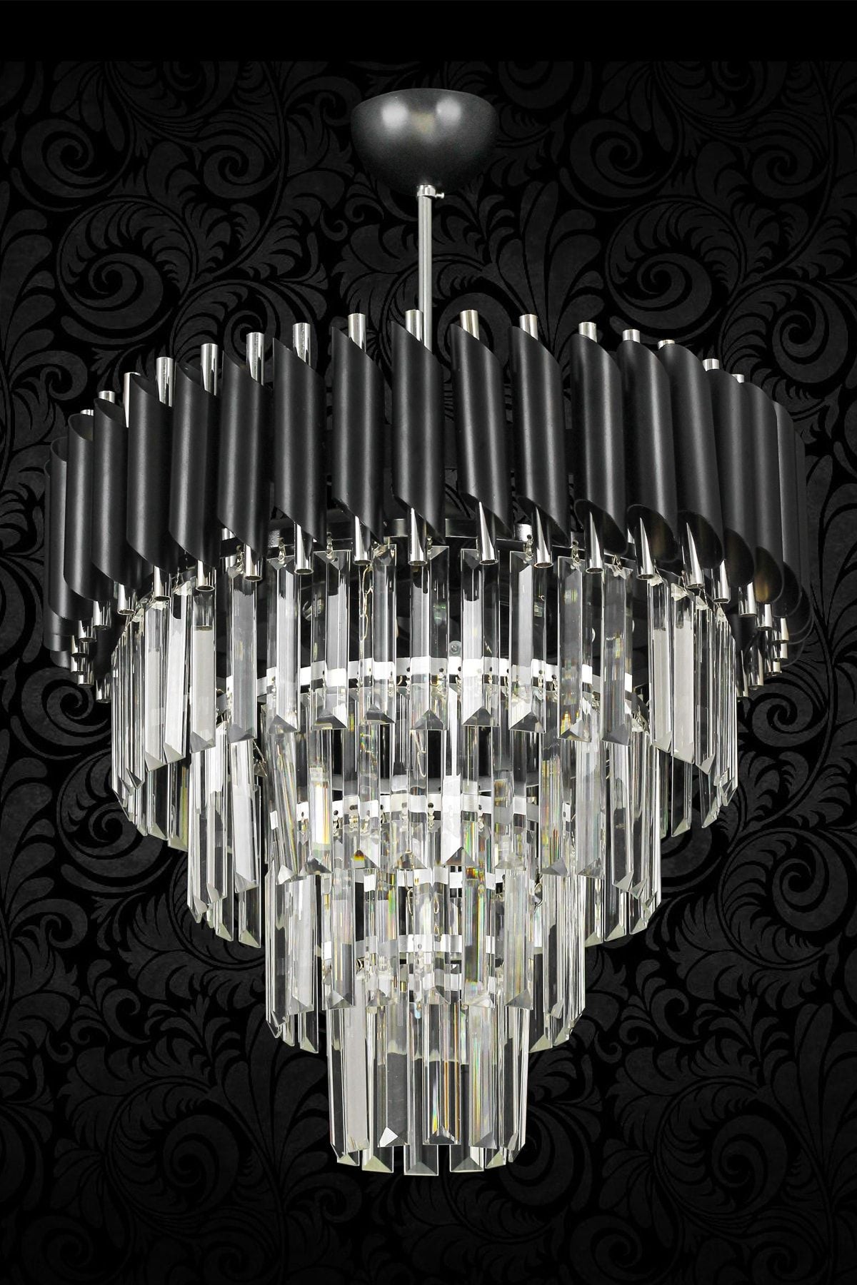 Avizemoda Palmira 45'lik Crystal Luxury Chandelier - (Black-Chrome) 5