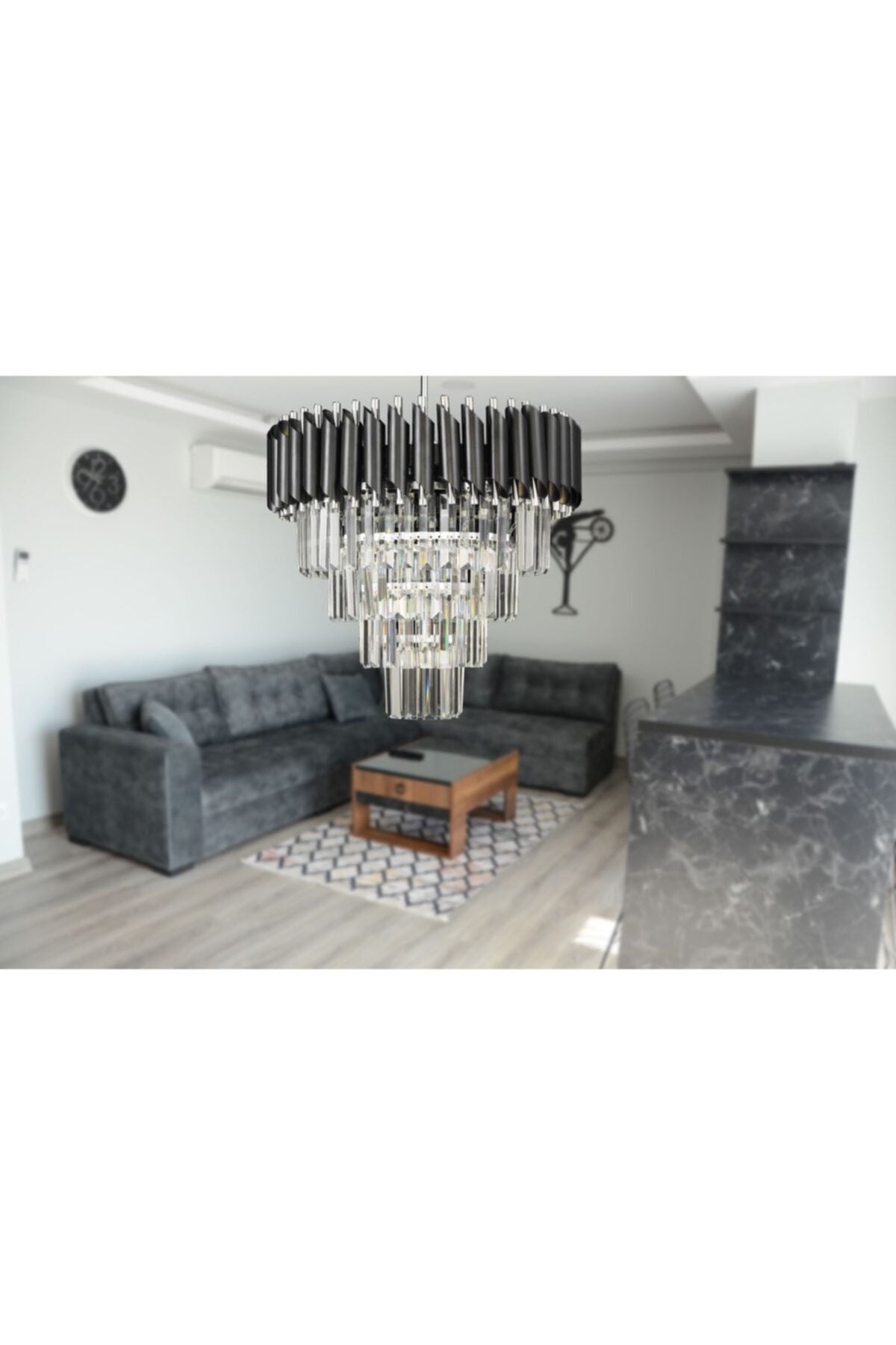 Avizemoda Palmira 45'lik Crystal Luxury Chandelier - (Black-Chrome) 6