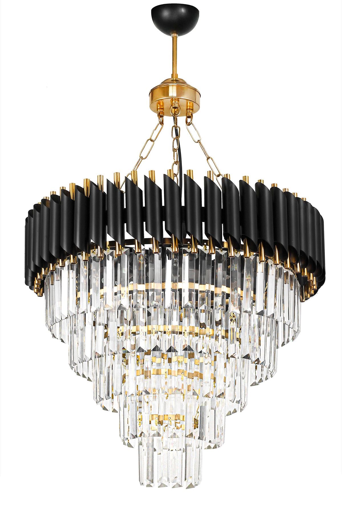 Avizemoda Palmira 55 Cm Crystal Luxury Chandelier 5-Light - (Black-Gold) 2