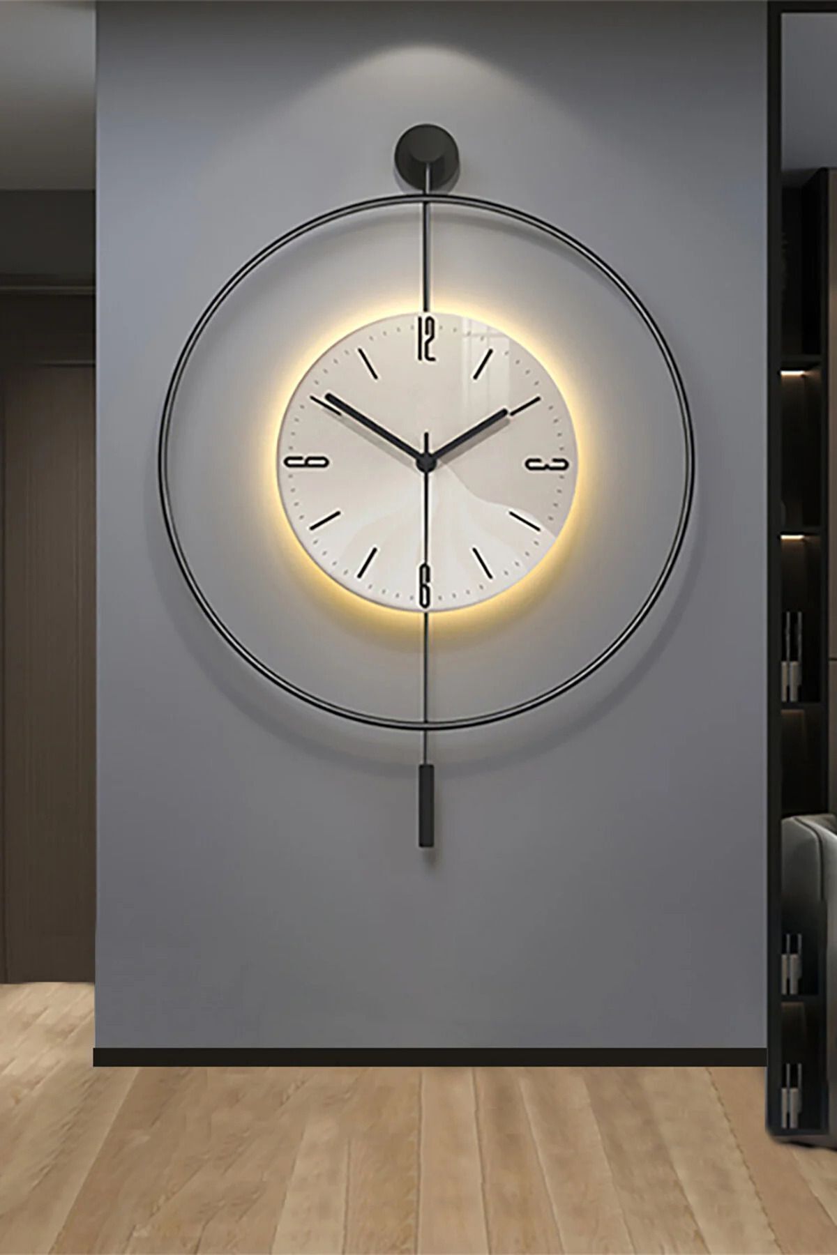 MetaQuartz Blackfred (Battery-Powered LED) (Medium Size) Scandinavian (Quartz Mechanism) - Metal Wall Clock 1