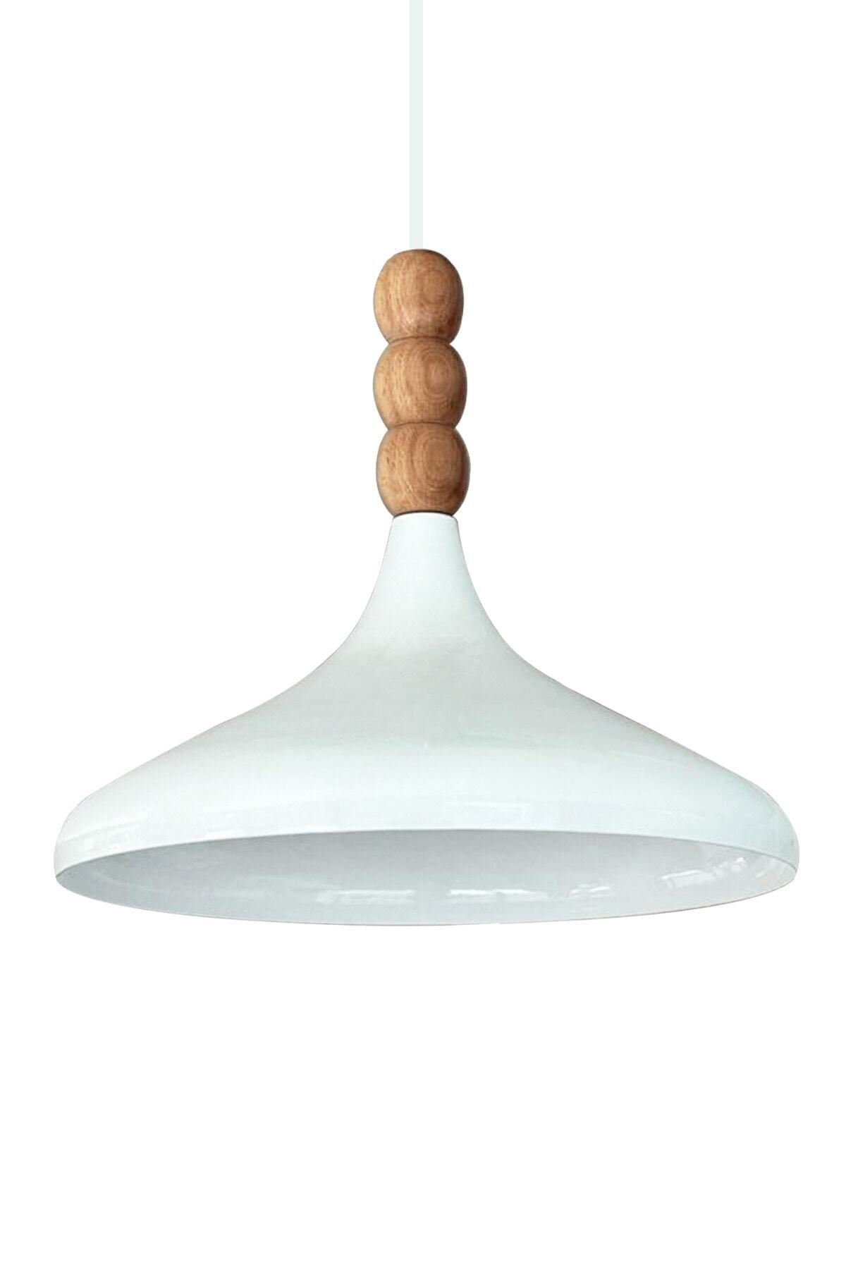 Bamyum White Interior White Champion Wooden Beaded Single Pendant Chandelier for Living Room Kitchen Boutique Lamp 5