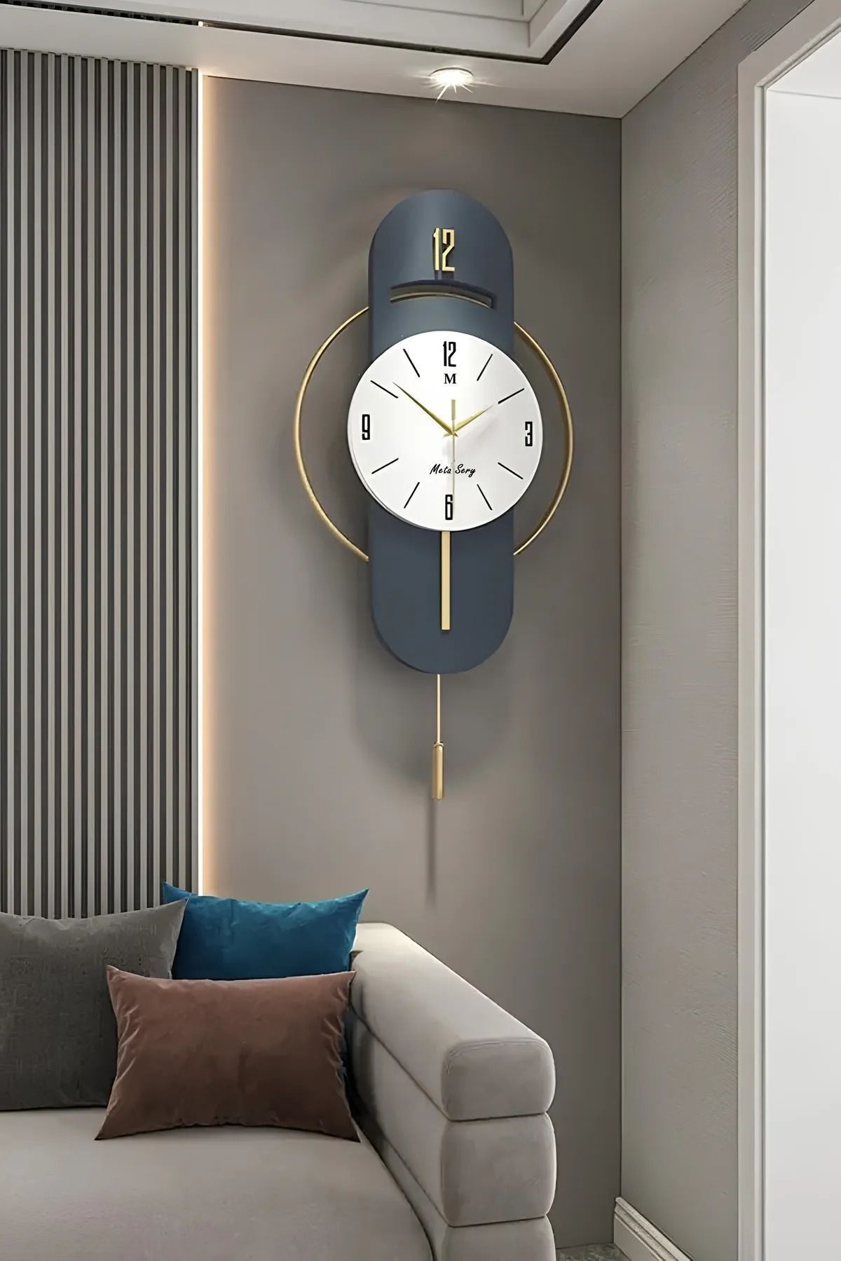 MetaQuartz Aksesuar E X C L U S I V E (BEST SELLER) - Milano (Navy Blue) Glass Metal Wall Clock 1