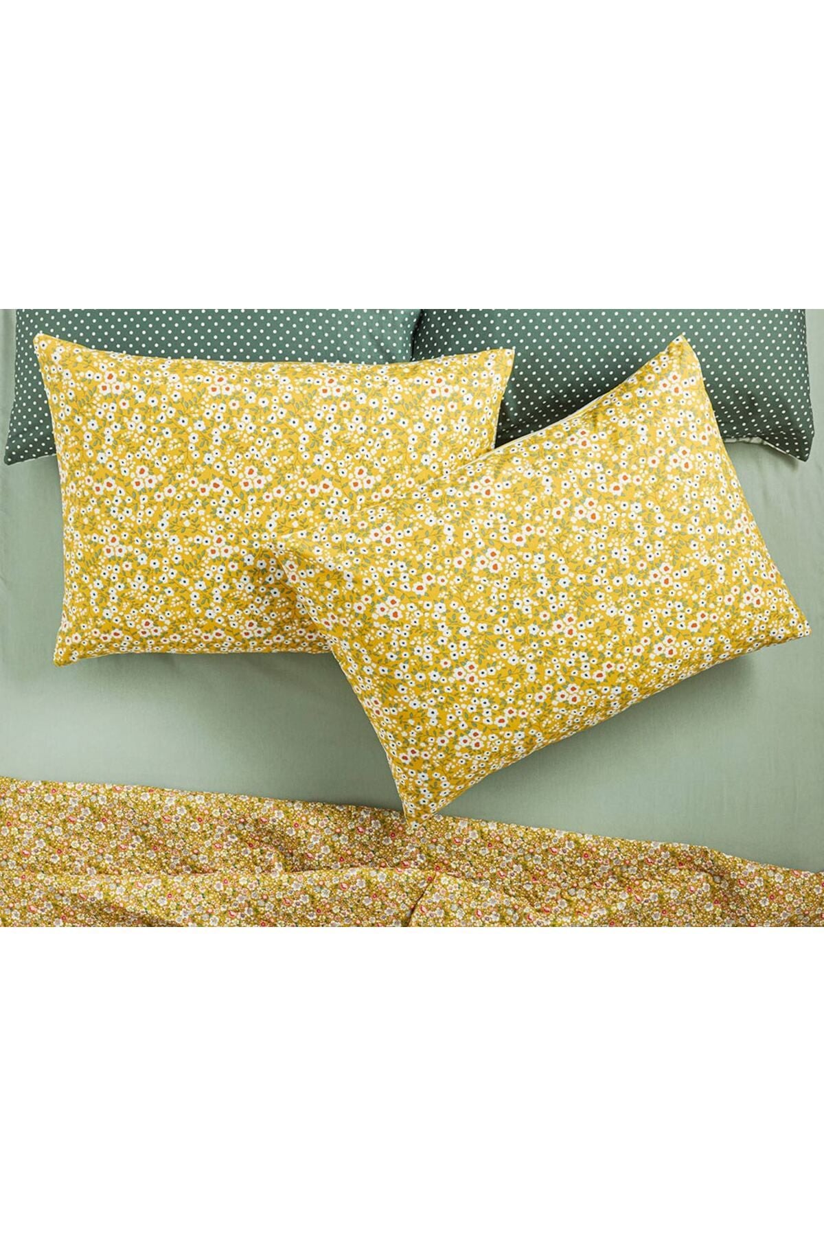 English Home Florescence Cotton 2-Piece Pillowcase 50x70 Cm Yellow 1