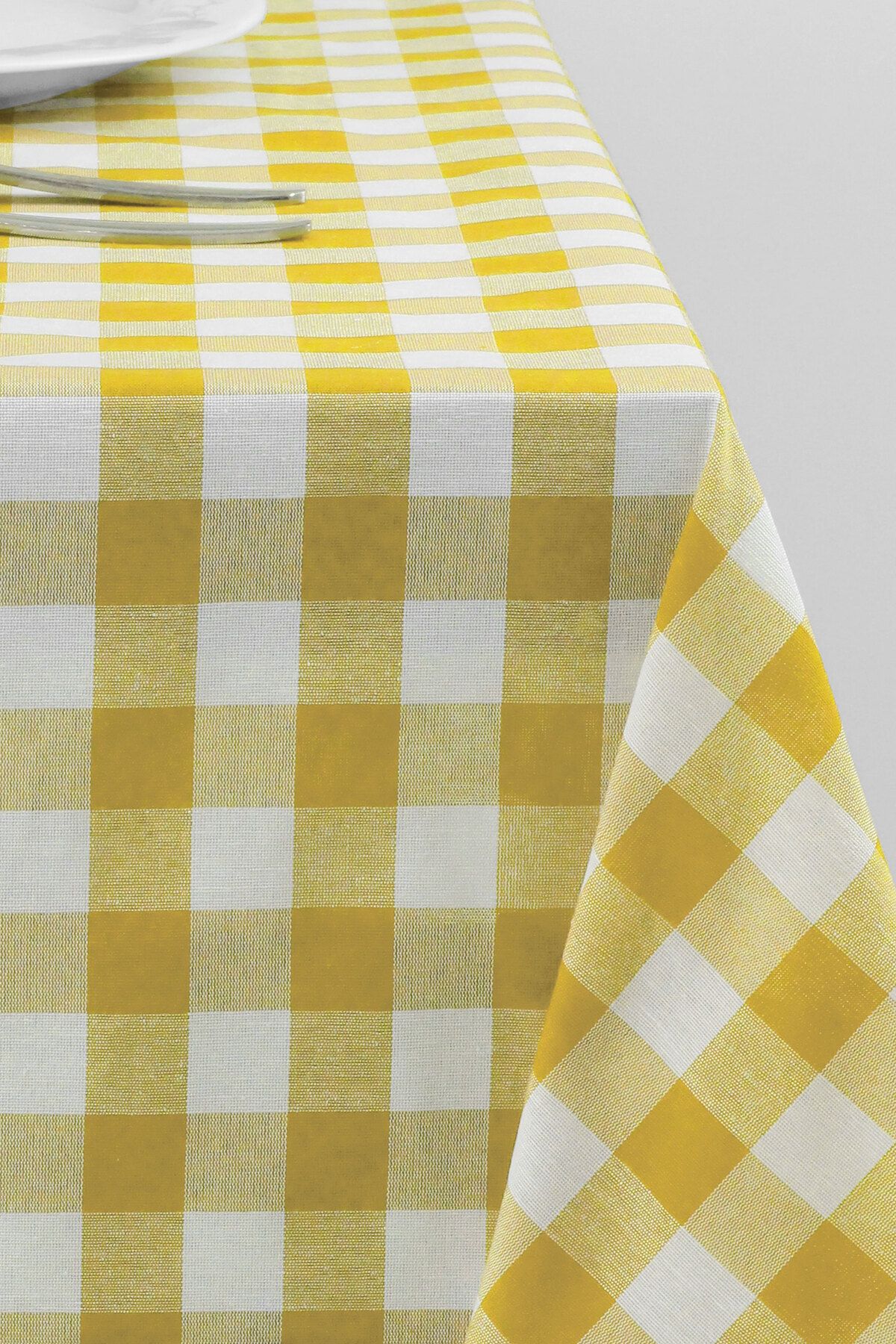 Soft Kare Yellow Large Checkered Picnic Tablecloth 3