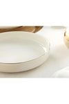 Porselenden Modern Gold Cream 24 Cm Large Porcelain Salad Bowl Serving Plate 2