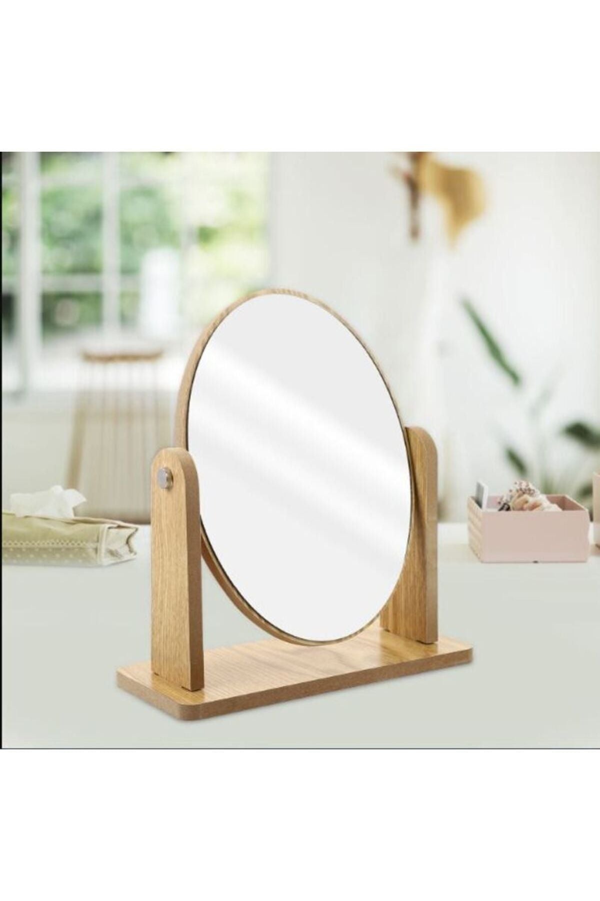 Gaman Adjustable Oval Wooden Makeup Mirror 1