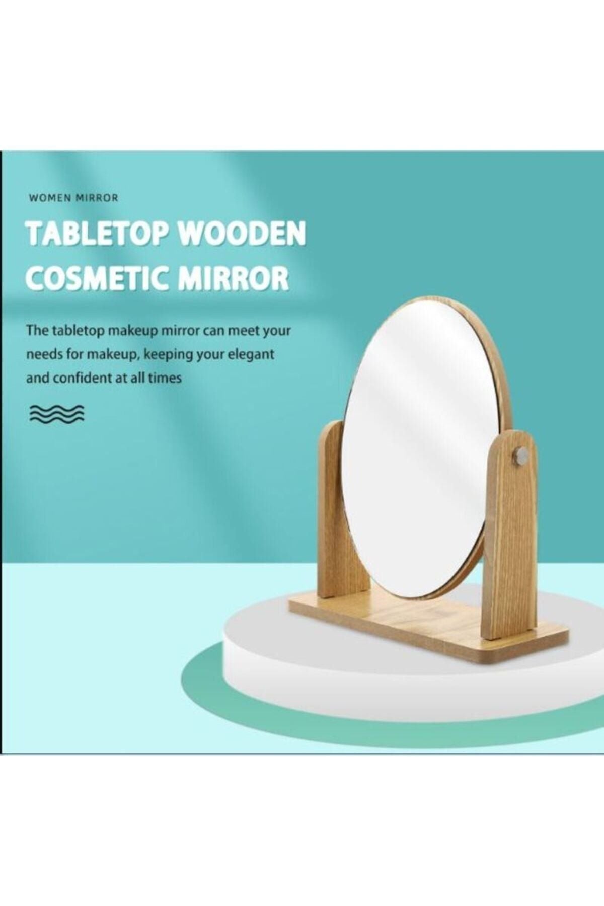 Gaman Adjustable Oval Wooden Makeup Mirror 3