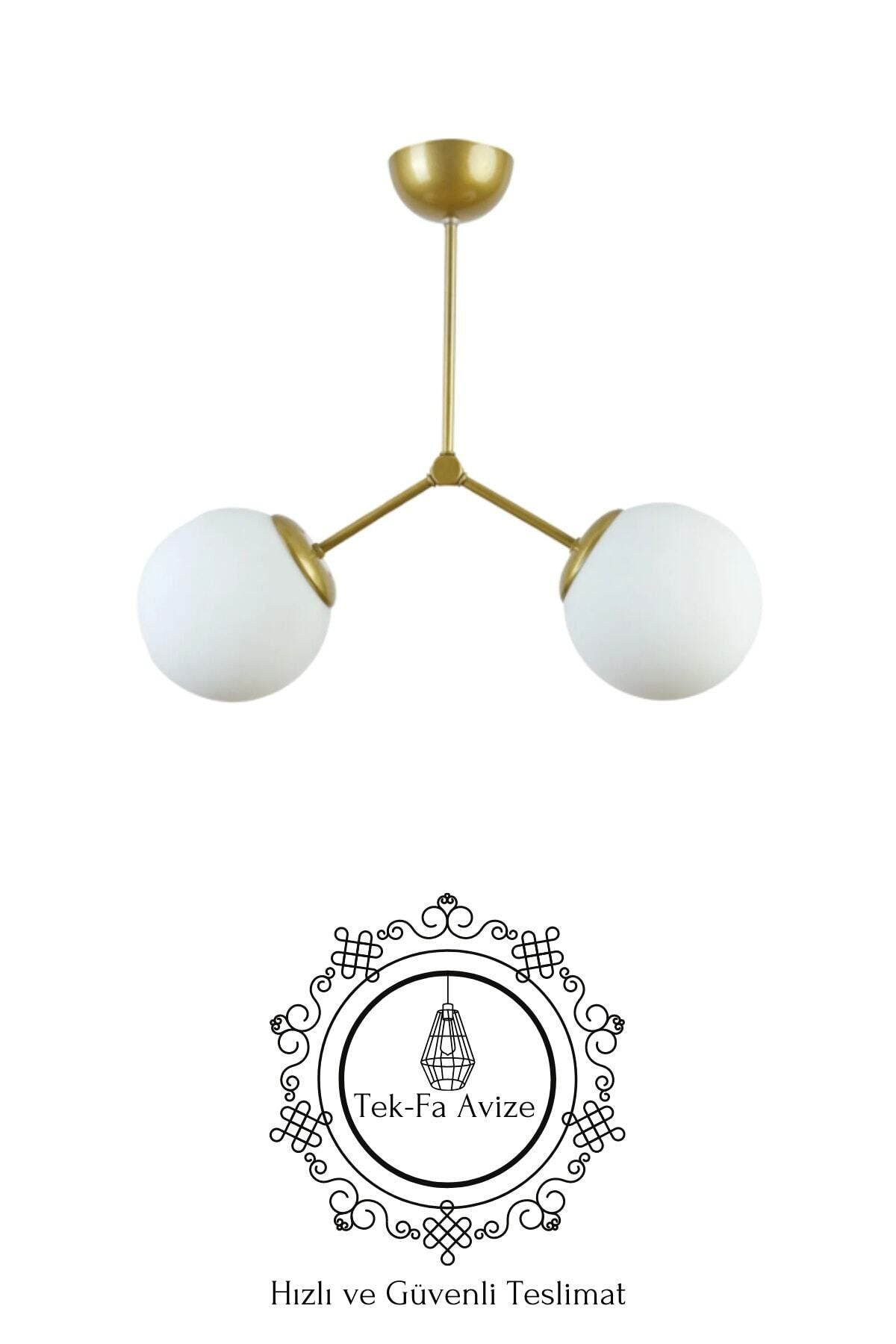 TEKFA Top 2'li Special Genuine White Glass Pendant Chandelier - Bedroom - Living Room - Kitchen - Hallway 3