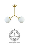 TEKFA Top 2'li Special Genuine White Glass Pendant Chandelier - Bedroom - Living Room - Kitchen - Hallway 3