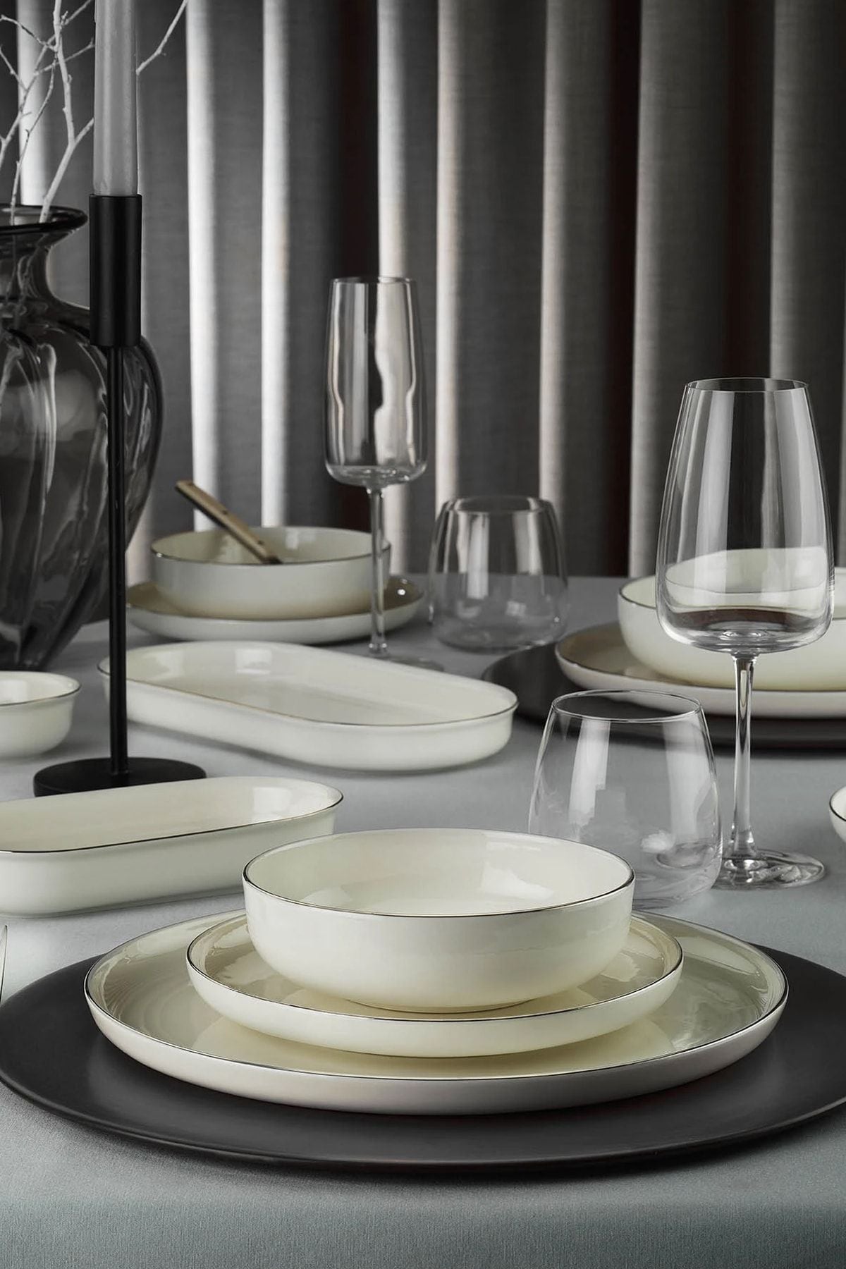 Kütahya Porselen 26 Piece Platinum Mesh Dinner Set 1