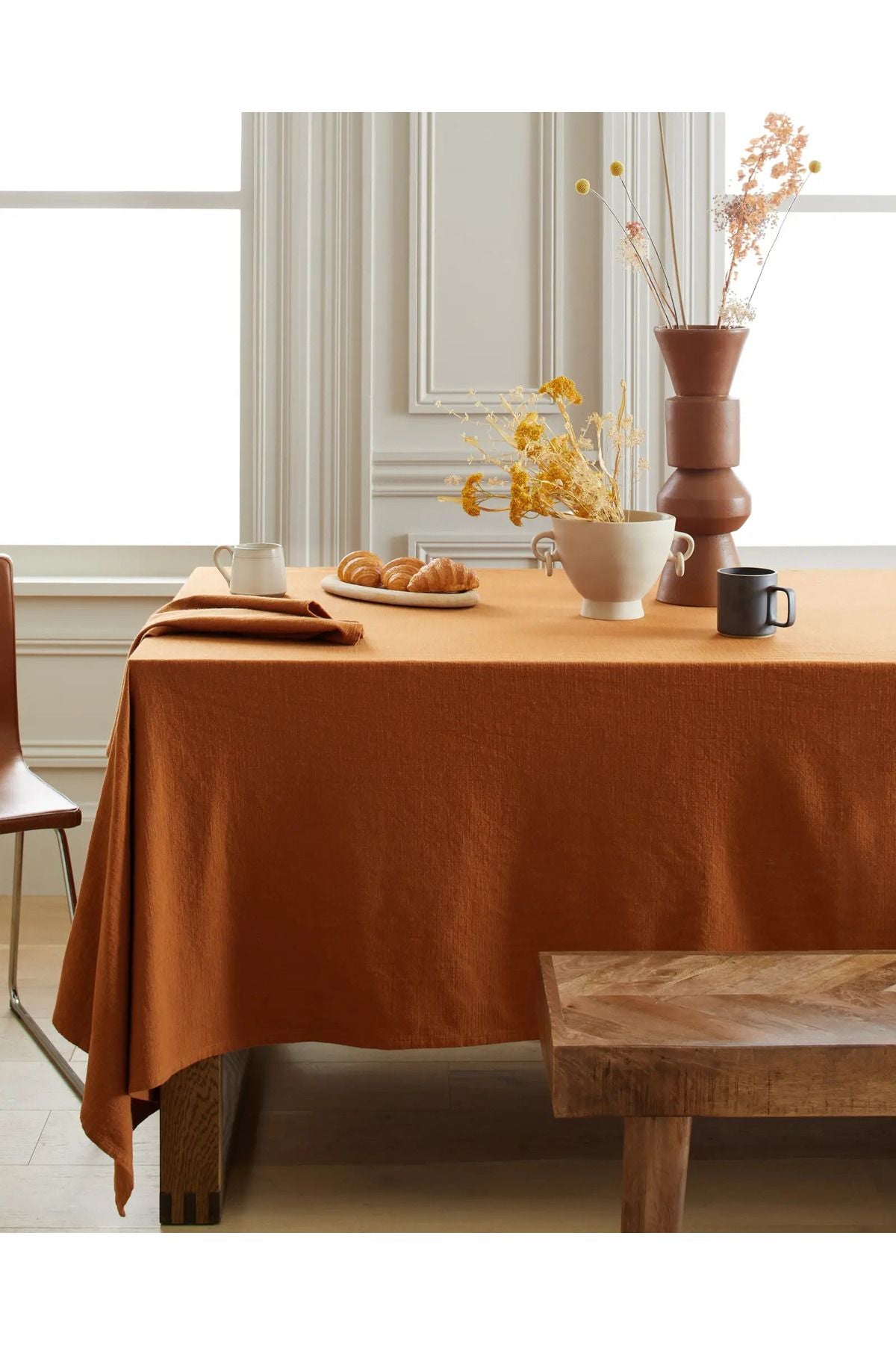 Wellstil Premium Linen Cinnamon Tablecloth 2