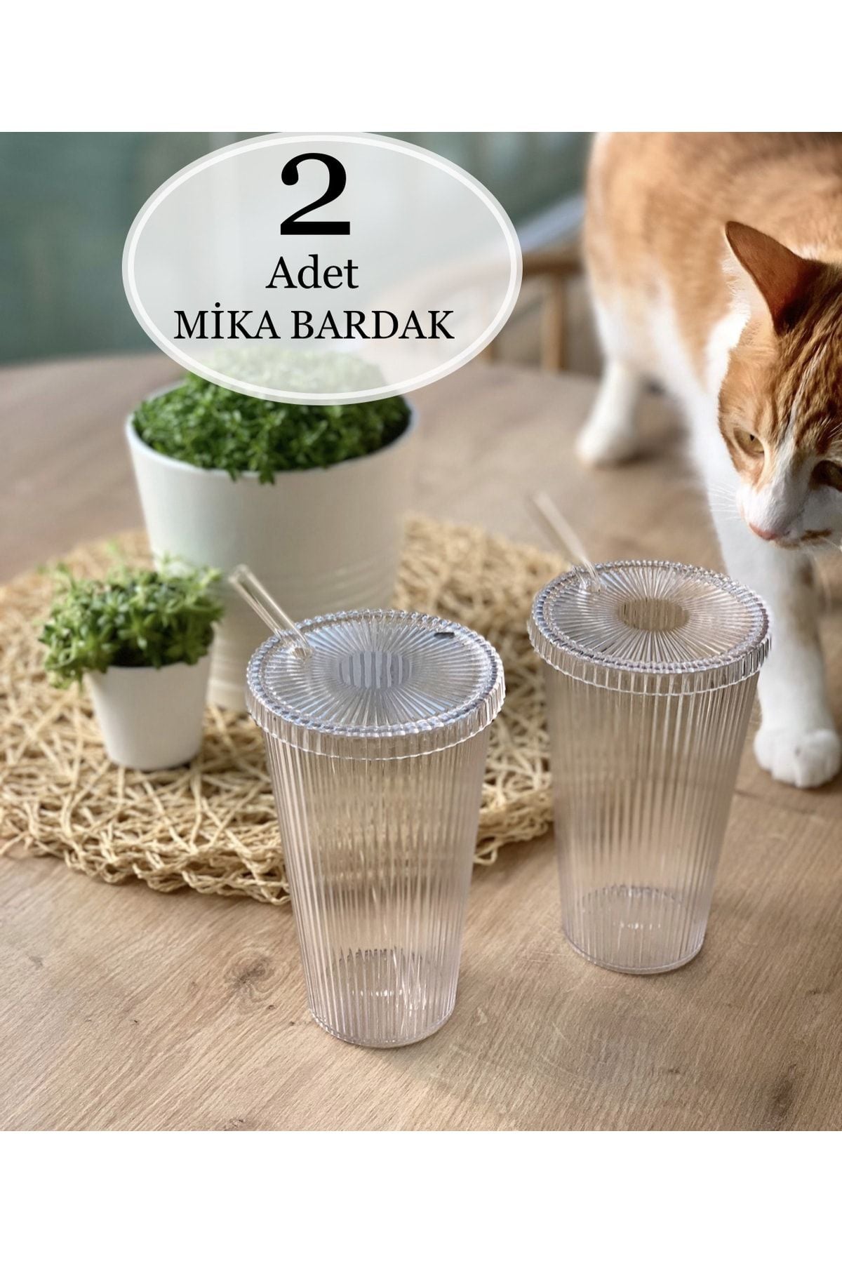 M Mimoza Park MIKA 2 Pieces 600 Ml Mika Lidded Straw Origami Style Mika Cup | Presentation Cup Beverage Cup 1