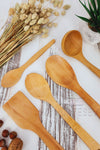 MONTESEV Wooden Kitchen Spoon Set 5 Pieces Beech, Boxwood, And Bamboo Wood Spoons 2