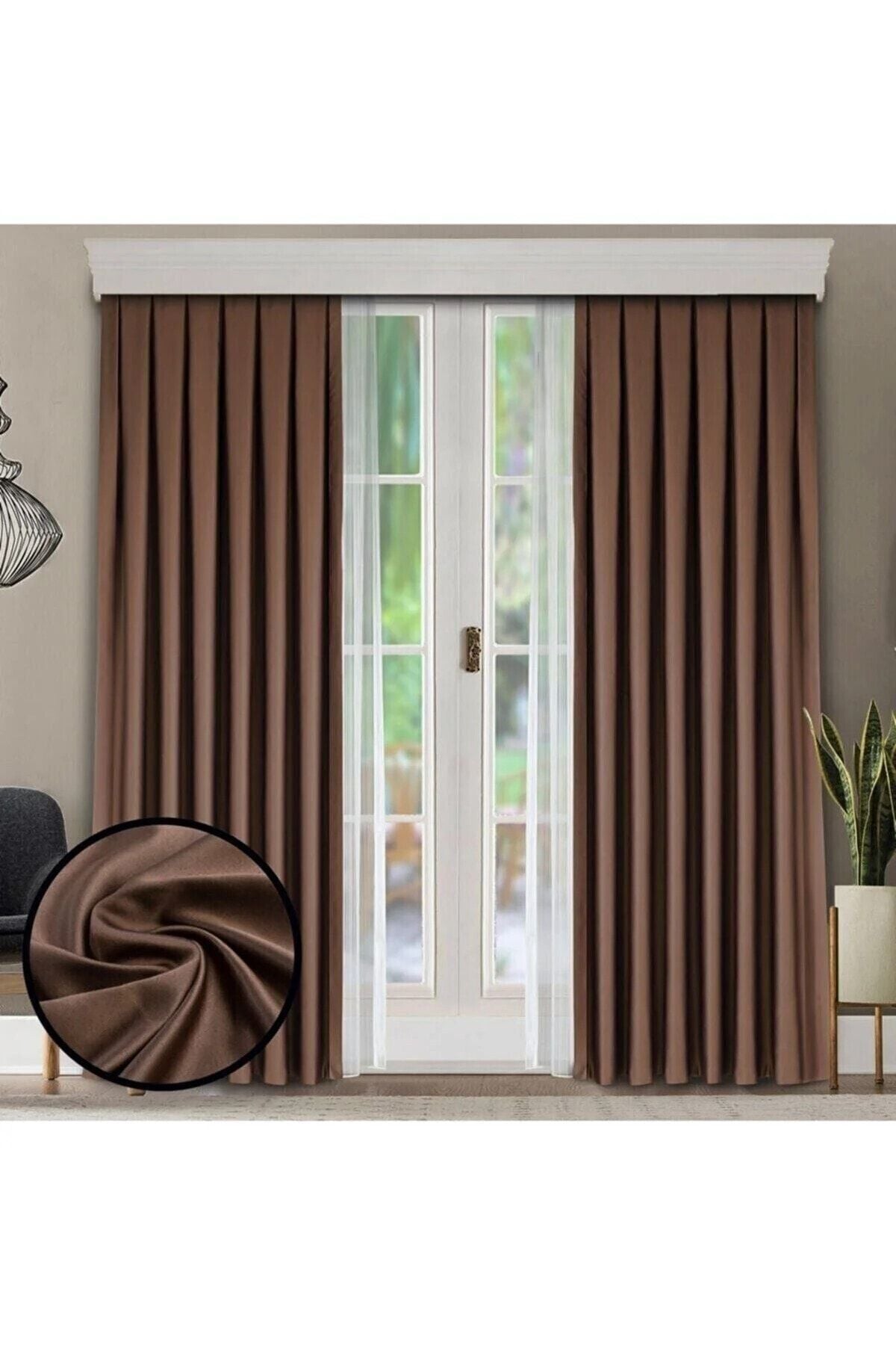 Selerteks Home Brown Blackout Sunproof Curtain 1