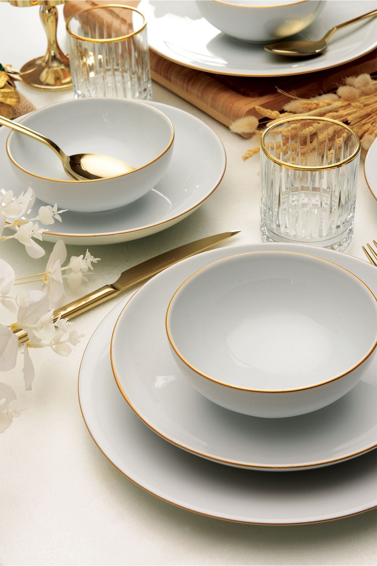 Kütahya Porselen Venüs 18 Piece 6 Person Dinner Set Gold Mesh 2