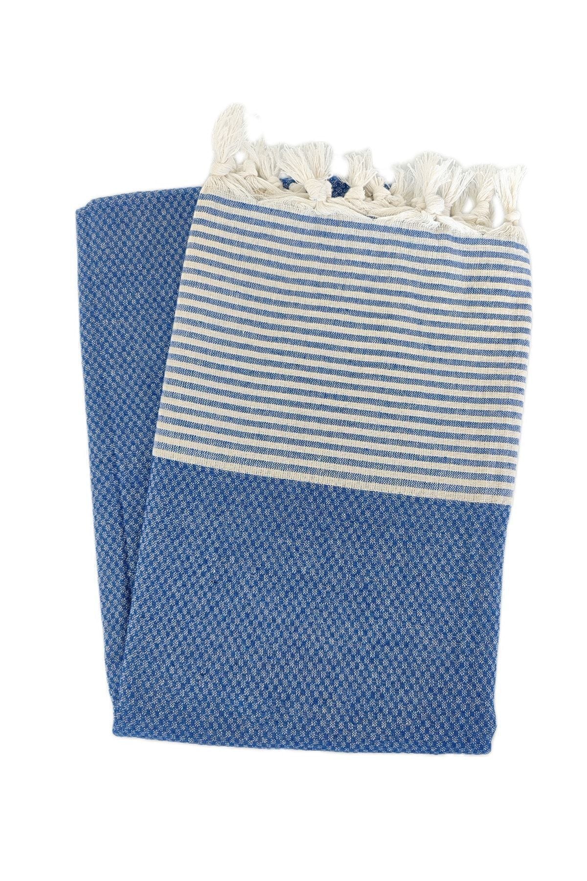 Peştanoz Peştemal, 100% Cotton, Checkered Pattern Navy Blue, Beach Towel, Bath Towel 1