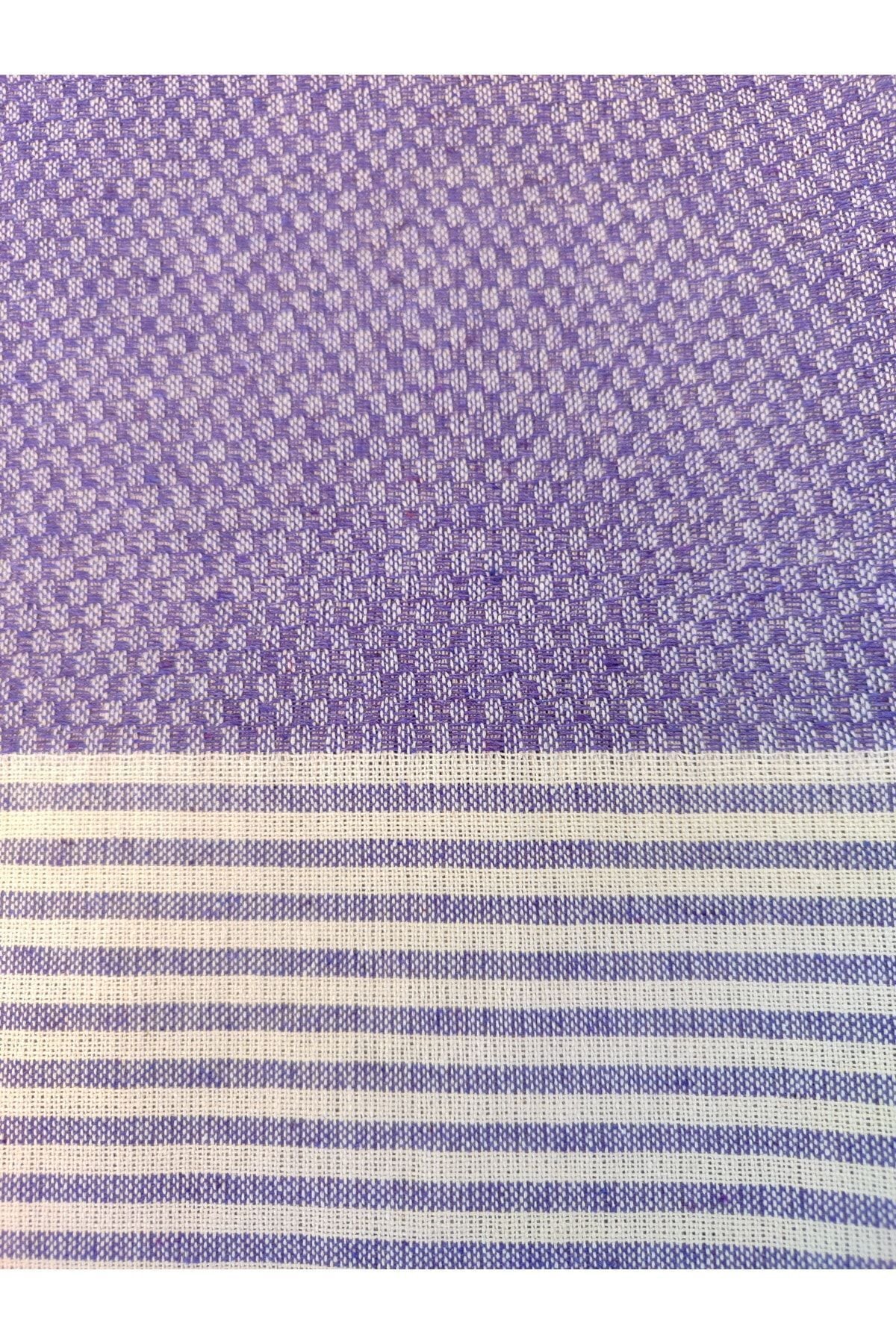 Peştanoz Peştemal, 100% Cotton, Checkered Design Purple, Beach Towel, Bath Towel 2