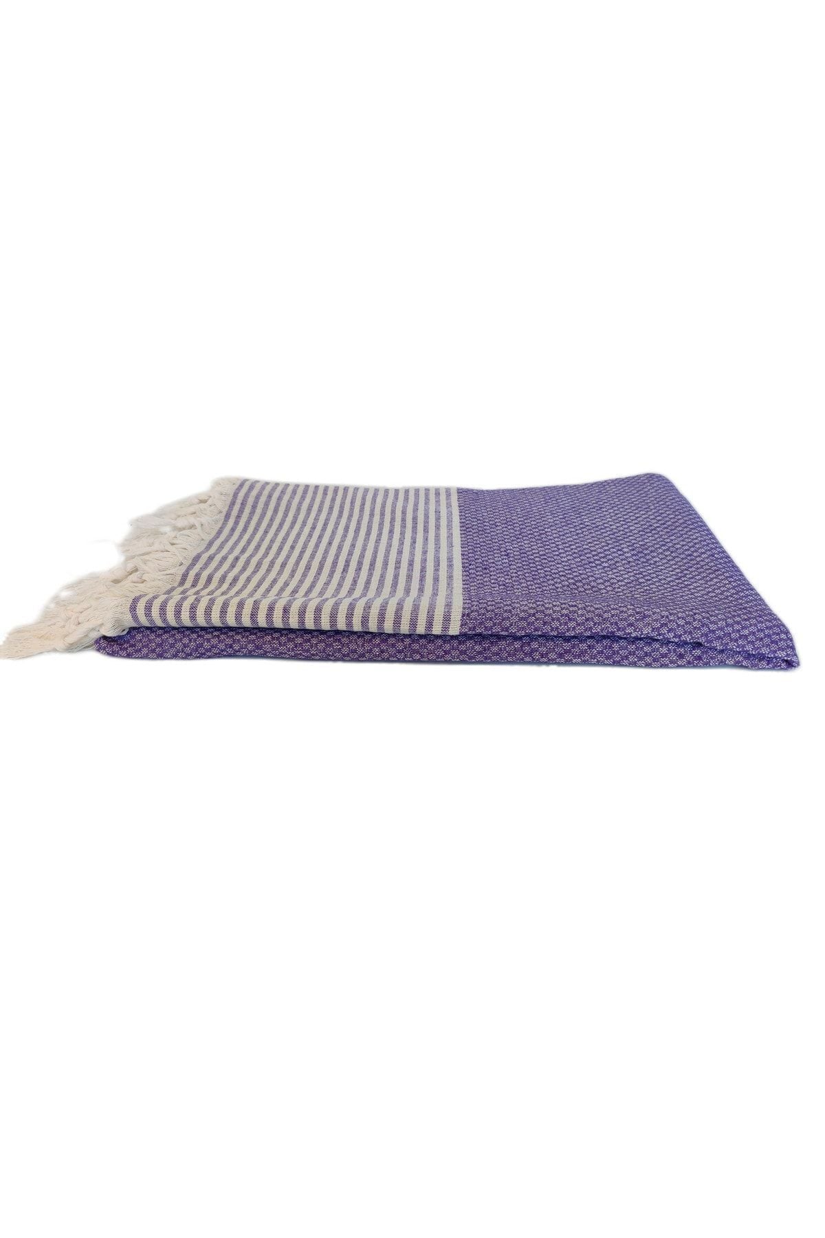 Peştanoz Peştemal, 100% Cotton, Checkered Design Purple, Beach Towel, Bath Towel 3